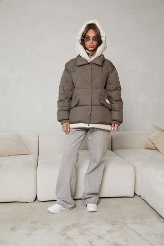 Хаки-бежевый пуховик-трансформер