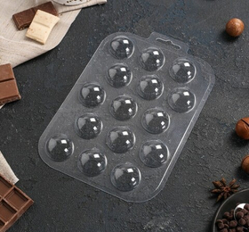 Форма для шоколада полусфера 3см -пластик