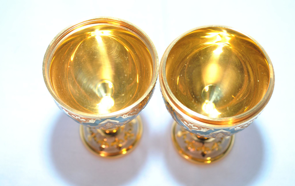 Сувенир "Яйцо-рюмки" с эмалью (Златоуст)