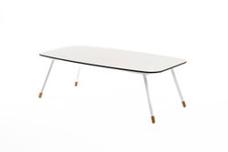 "Верона" журнальный стол из HPL 120х65, H40, каркас белый муар, цвет столешницы "молочный"