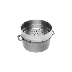 STAUB Чугунная кастрюля Cocotte 24 см 3,8 л со вставкой-пароваркой графит
