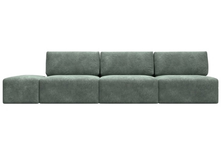 Диван прямой модульный с пуфом Лига-060 НПБ Лонг, BRUT 08 зеленый, Велюр, 129490