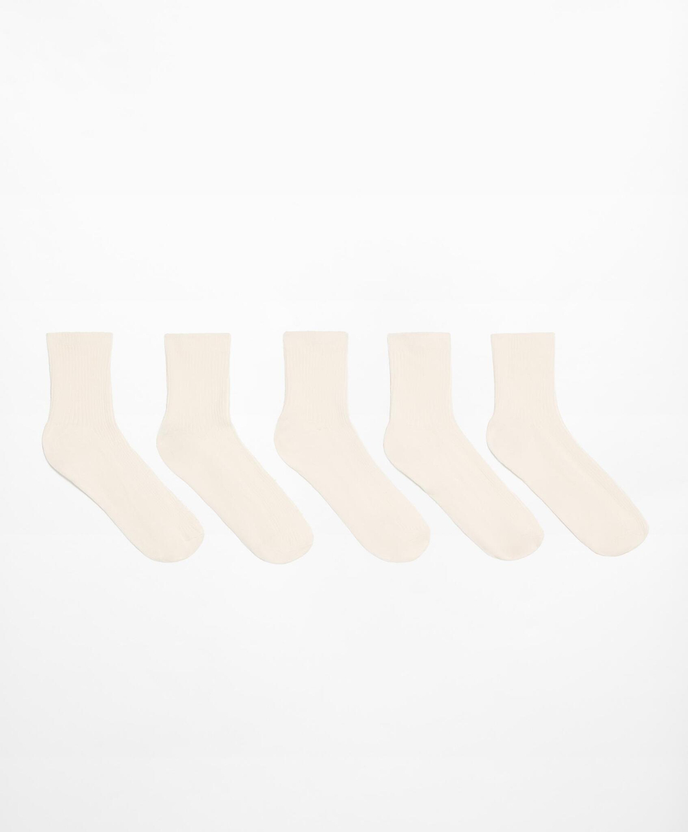 Oysho 5 пар носков из смесового хлопка, светлый экрю