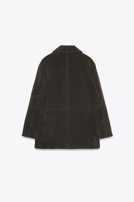 ZARA КУРТКА ИЗ 100% ЗАМШИ, ТЕМНЫЙ ХАКИ