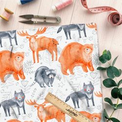 Ткань футер 2-х нитка сказочные болшие лесные звери