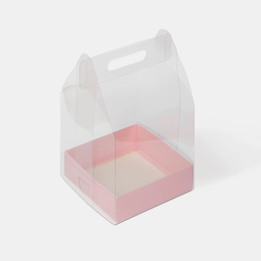 Переноска пластиковая 180*180*240 мм с коробкой (розовый)