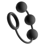 Тяжелые анальные шарики с эрекционным кольцом Tom of Finland (Цвет: черный)