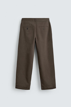 ZARA БРЮКИ ЧИНОС STRAIGHT FIT, КОРИЧНЕВЫЙ