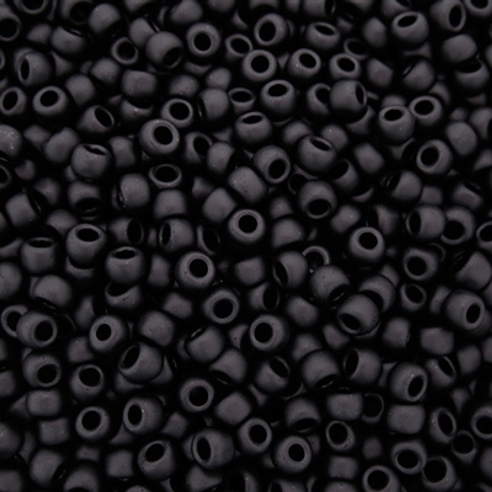 T055 Бисер TOHO круглый, размер 11/0, цвет Непрозрачный матовый черный, 5 грамм