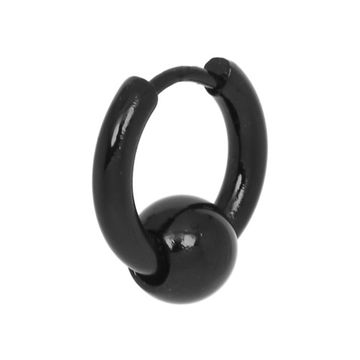 Серьга кольцо с шариком черная (2,5*10) (031)