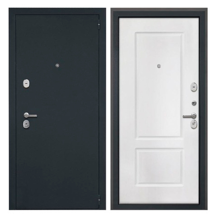 Входная дверь в квартиру Гектор черный шелк /  КВ-2 белый матовый