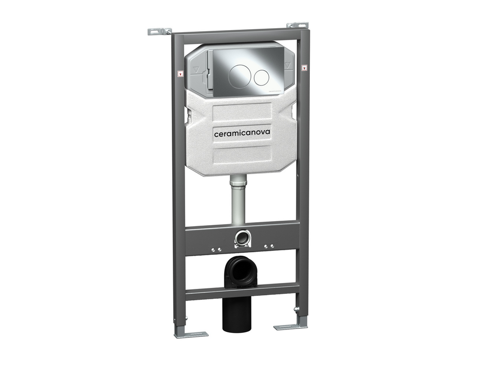 Система инсталляции для унитазов CERAMICANOVA Envision с кнопкой смыва Round цвет хром и креплениями, арт. CN1001CH