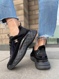 Черные кроссовки Chanel Шанель люкс класса