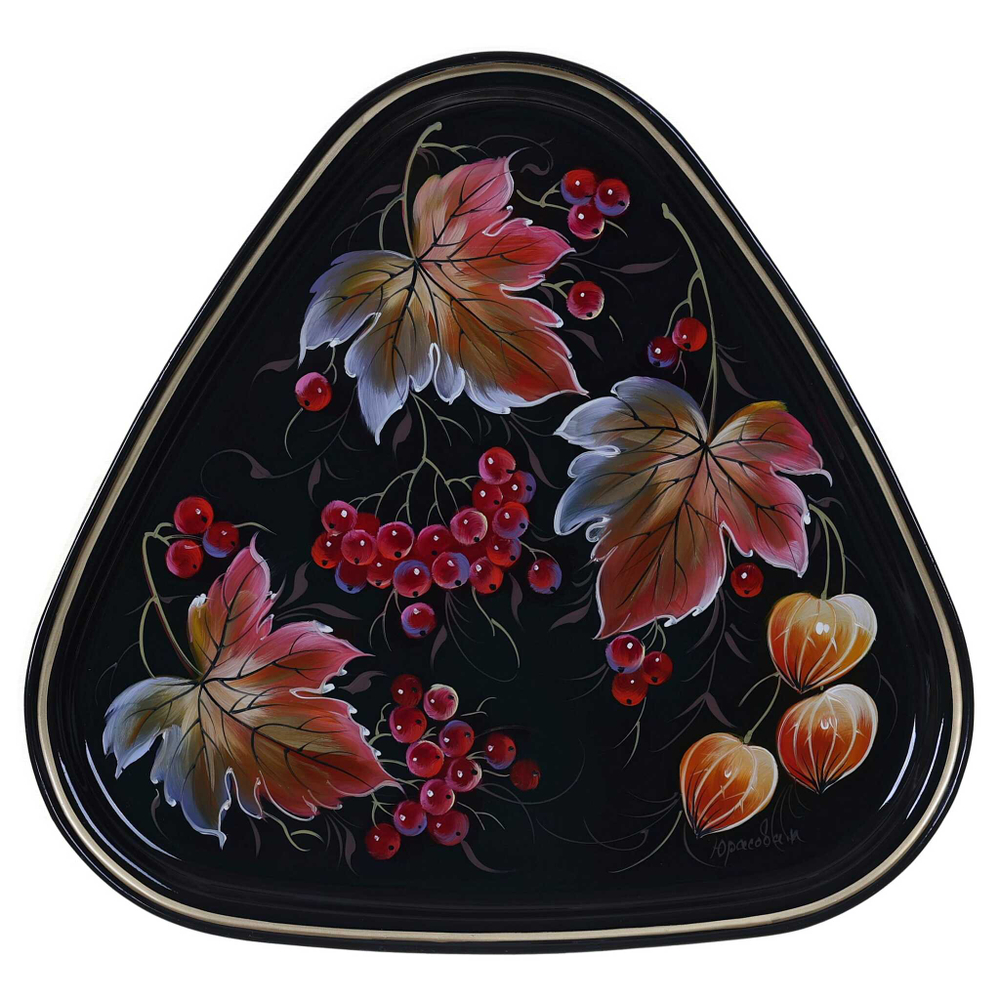 Жостовский поднос декоративный, размер 29х29 см (A8), металлический