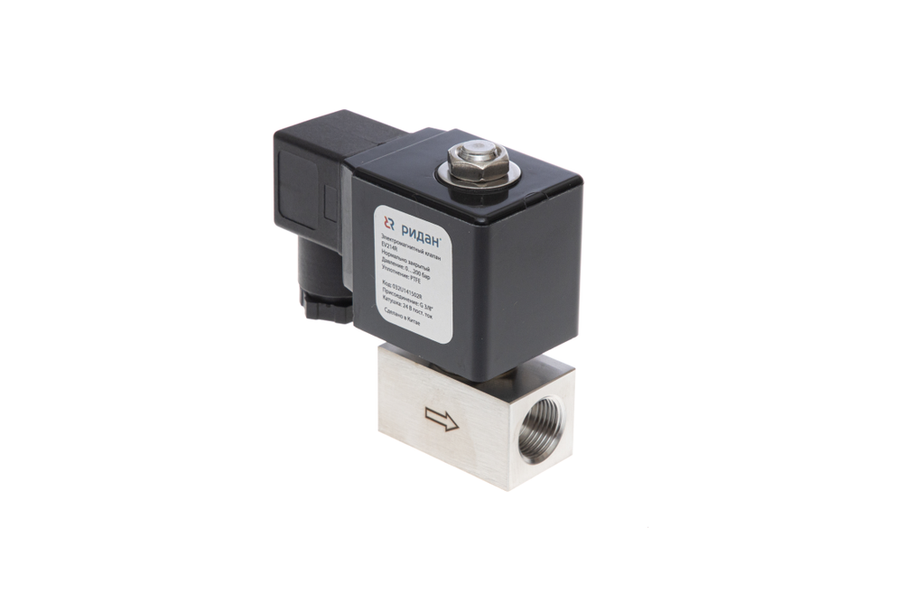 Соленоидный электромагнитный клапан, нормально закрытый, EV214R, G 3/8", PTFE, Ридан