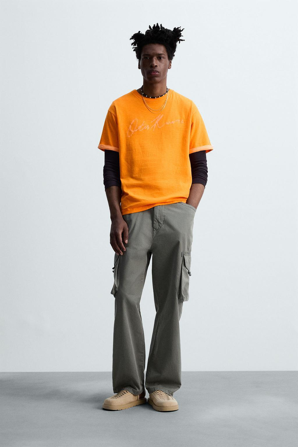 ZARA ФУТБОЛКА С АВТОГРАФОМ © OTIS KWAME KYE QUAICOE, ОРАНЖЕВЫЙ