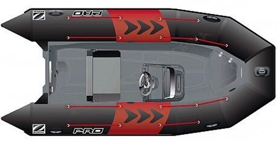 Лодка надувная ZODIAC PRO 420 ПВХ ( черно-серая )