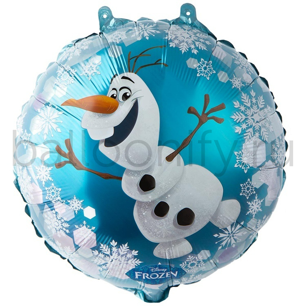 Фольгированная фигура, круг, Снеговик Олаф,18"/46СМ