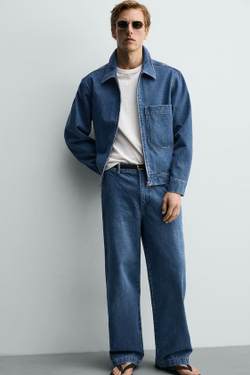 ZARA ДЖИНСЫ ЧИНОС STRAIGHT FIT, СИНИЙ