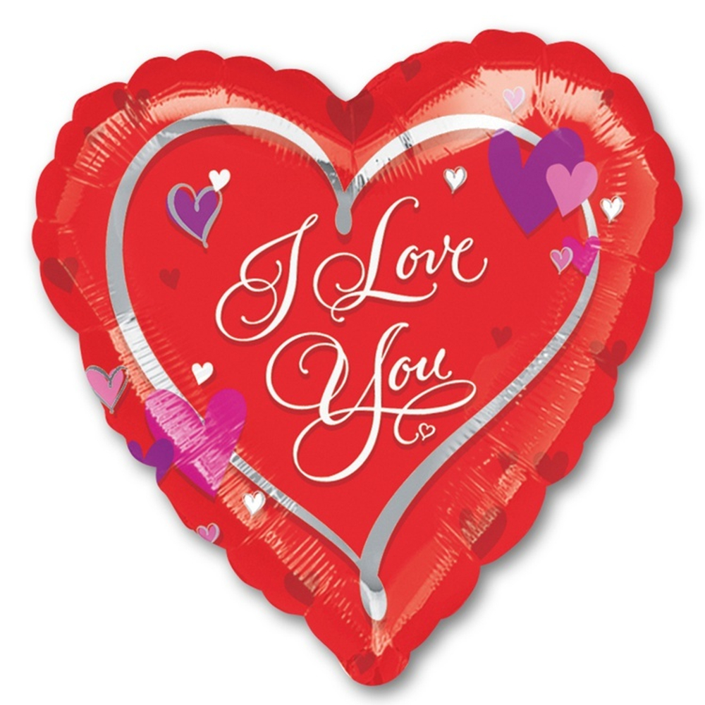 А 18" ILY Сердце с сердечками S40