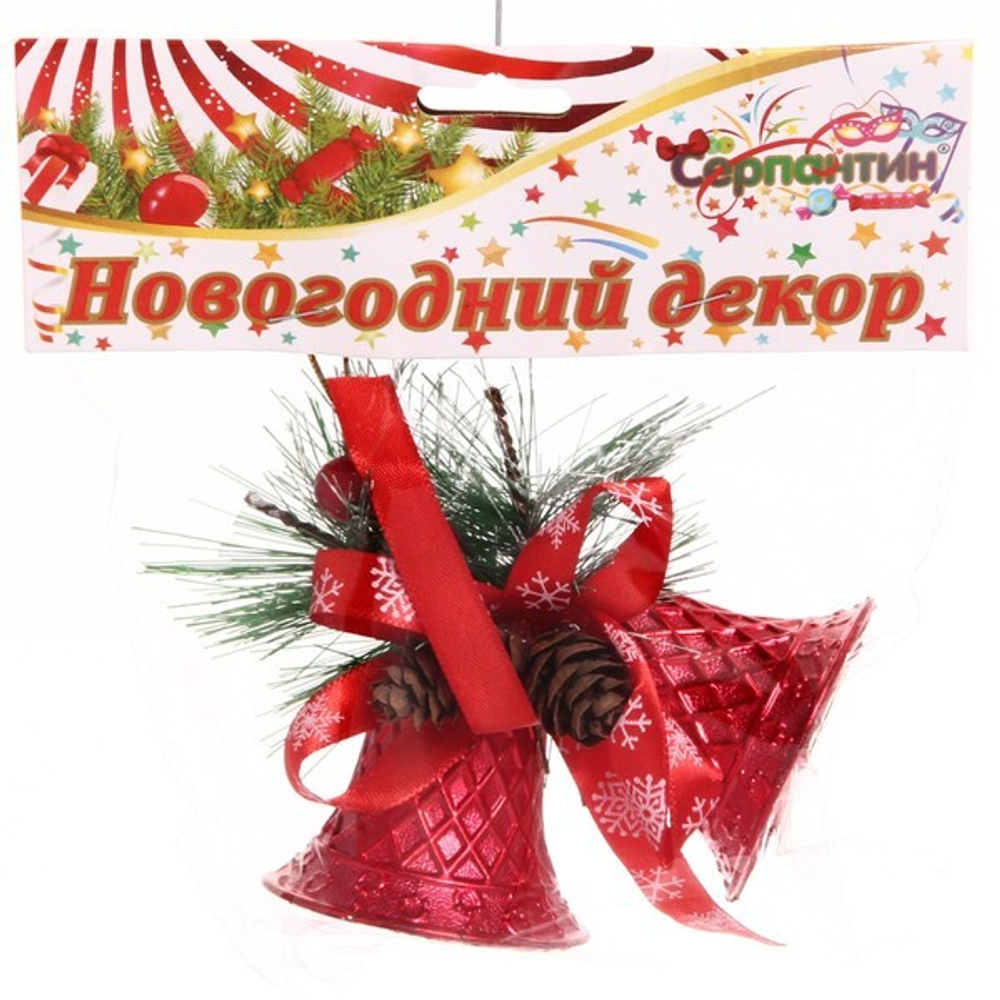 Украшение новогоднее «Колокольчики хвойные» 10 см, красный