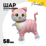 Шар Фольгированный Каталка Котик девочка (Розовый)