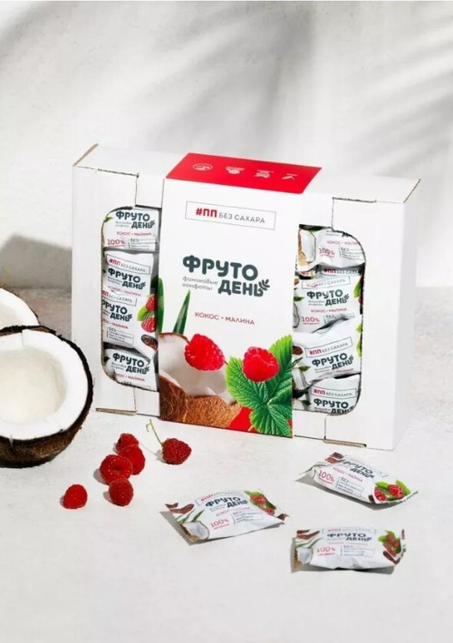 Финиковые конфеты без сахара / Кокос-малина / 450 г / ТМ Фрутодень