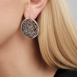 "Пейсли" серьги в серебряном покрытии из коллекции "Ист бум" от Jenavi с английским замком