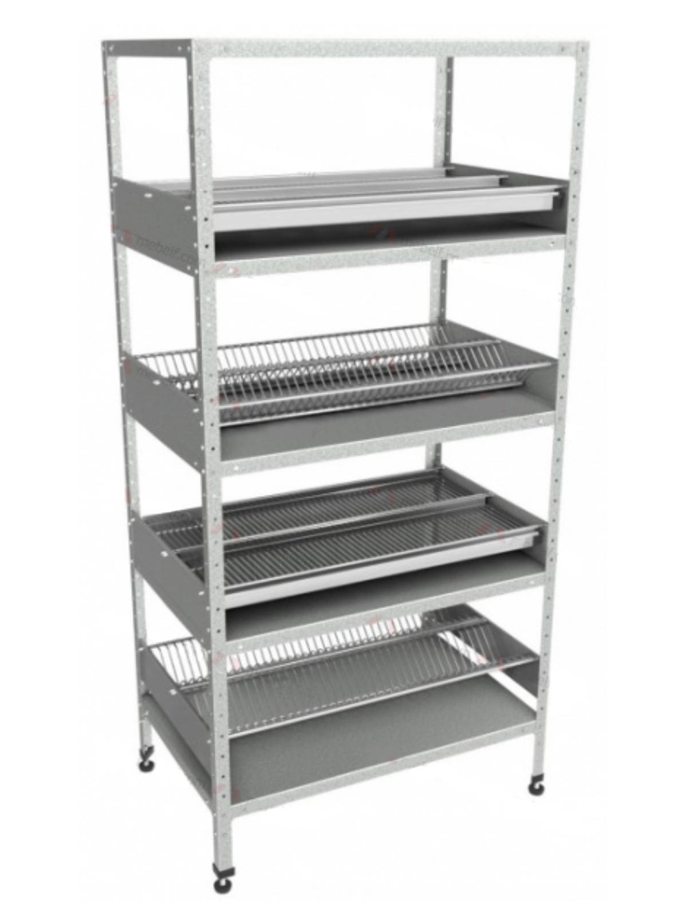 Стеллаж нержавеющий для посуды "Бизнес" СПб-36/4, 980х530х1800 мм