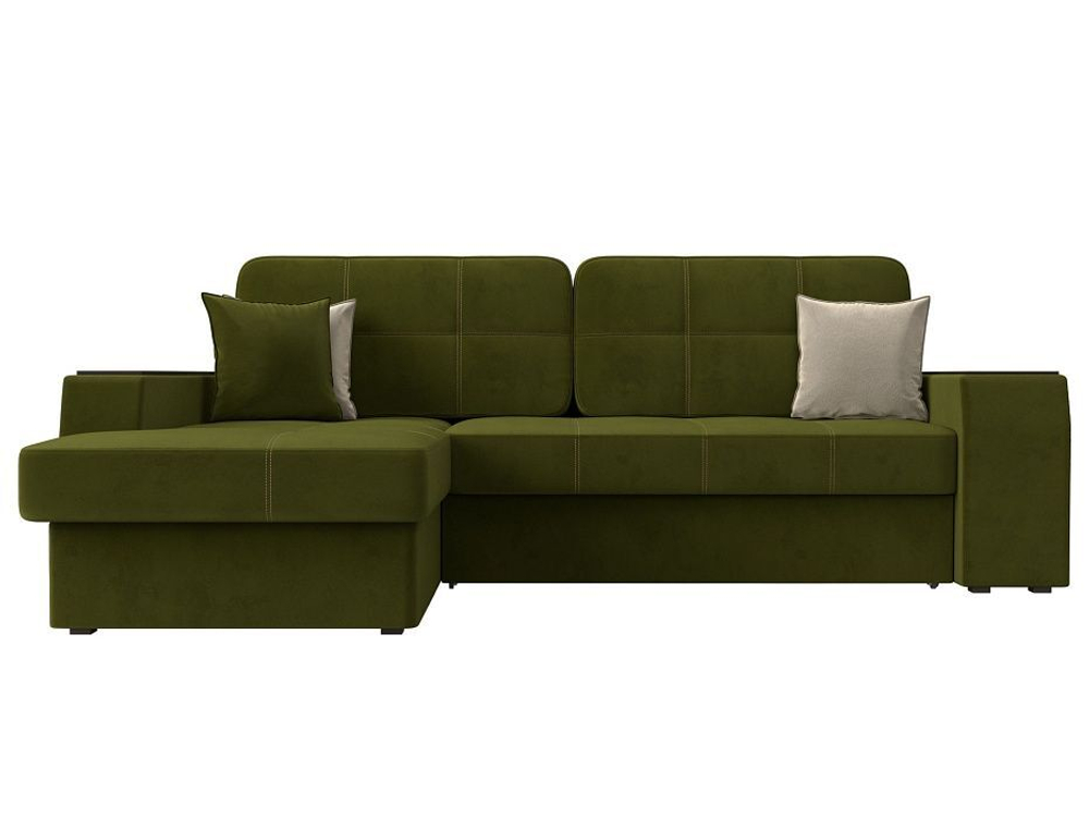 Диван угловой Брюссель левый угол, Зеленый\Бежевый, Микровельвет, 29387L