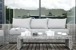 "Тито" диван из искусственного ротанга трехместный, цвет серый