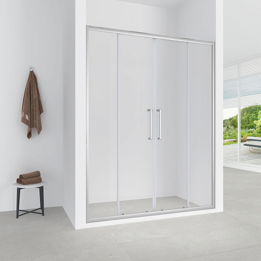 Душевая дверь Loranto раздвижная 150х190, толщина полотна 6мм , цвет профиля хром