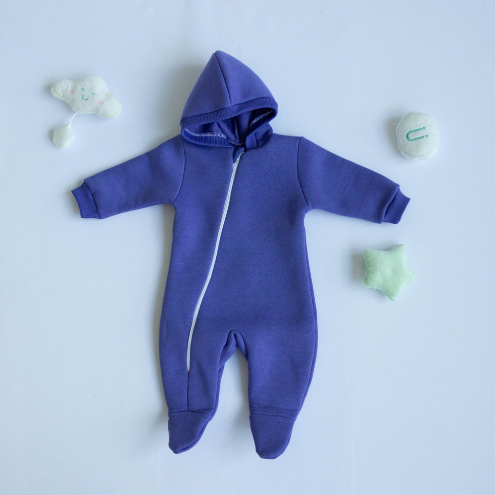 Комбинезон с молнией (капюшон, манжеты, закрытые ножки) для малышей