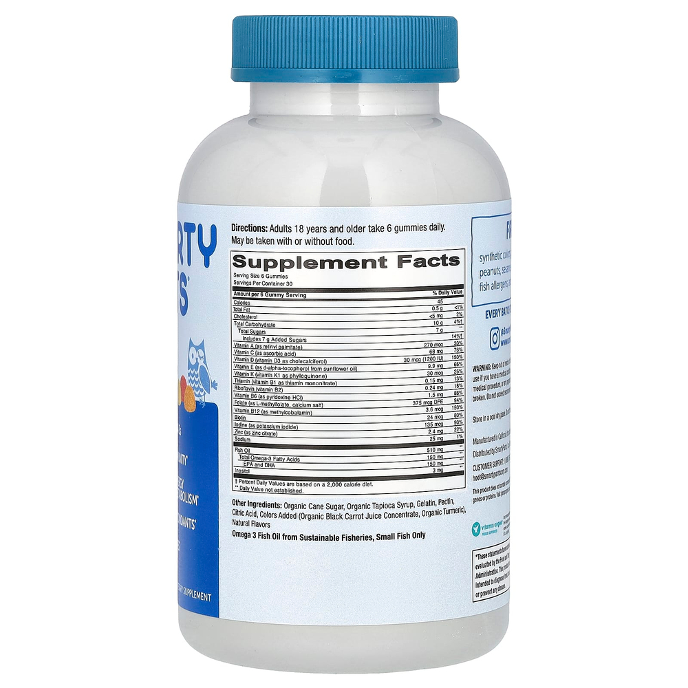 SmartyPants, Смесь для взрослых, лимон, апельсин и клубника, банан, 180 жевательных таблеток