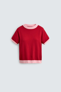 ZARA HARRY LAMBERT X DISNEY ТРИКОТАЖНЫЙ ТОП ИЗ 100% КАШЕМИРА, КРАСНЫЙ