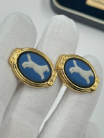 Запонки синие с собаками Wedgwood