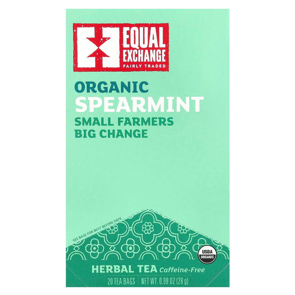 Equal Exchange, органическая кудрявая мята, травяной чай, без кофеина, 20 чайных пакетиков, 28 г (0,99 унции)
