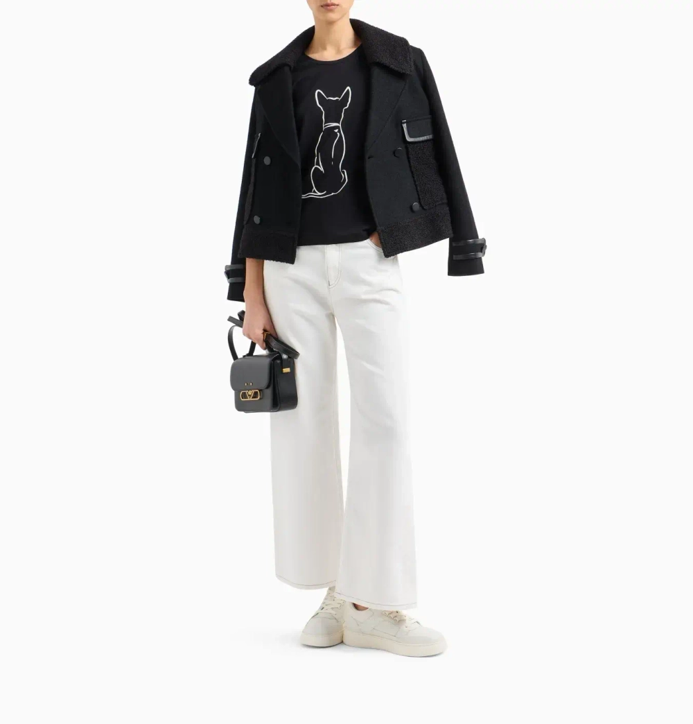 Женская футболка We Love Dogs #27 из стрейч-трикотажа от Armani