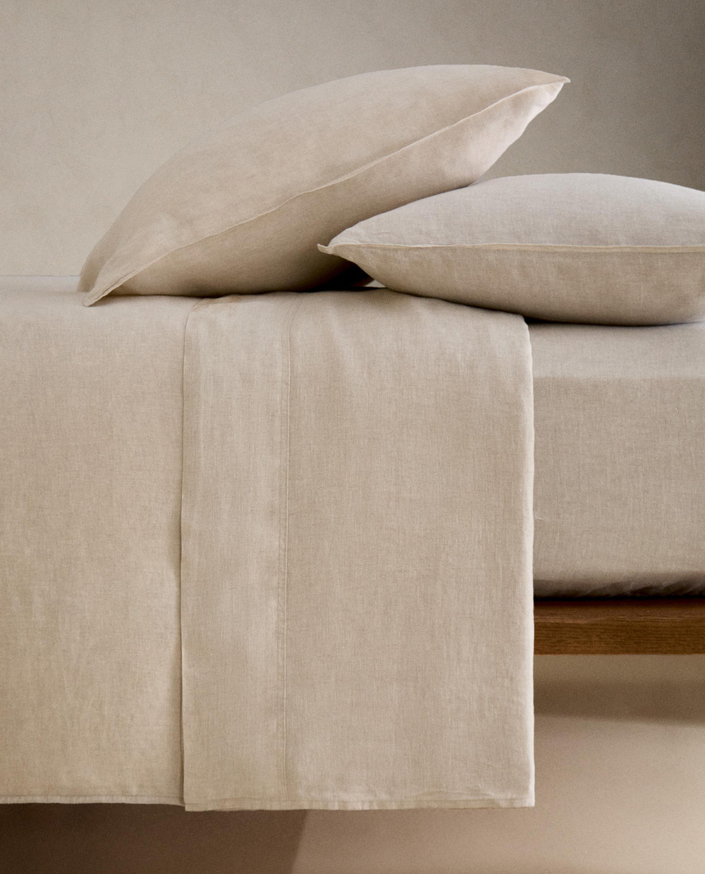 Простыня на резинке Zara Home хлопок, лён 100%, однотонный, 6150/900
