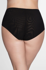 Женские трусики-слип с высокой линией талии из кружева и эластичной сетки (Размер: 6X) (Цвет: черный)