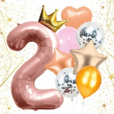 Набор шаров 8 шт «2 - Prince», розовый (цирфа + 7 шаров)