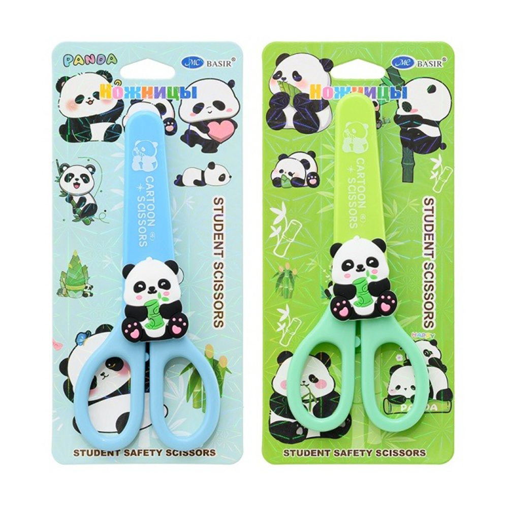 Ножницы детские Basir, серия "Панда", 13.5 см, в чехле, ассорти