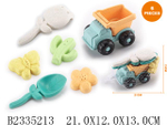 Набор для игры в песок с машиной, совок,грабли,3 формочки,сет.M2-607