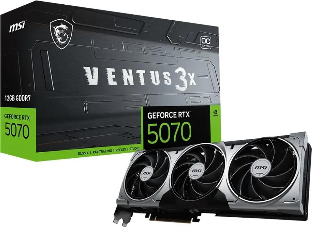 Видеокарта MSI NVIDIA  GeForce RTX 5070 RTX 5070 12G VENTUS 3X OC 12ГБ Ventus 3X, GDDR7, OC,  Ret