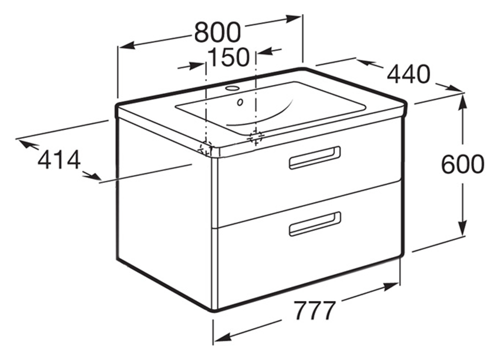 Тумба под раковину Roca Gap 80 подвесная, ящики с доводчиками, белый (Z.RU93.0.273.2)