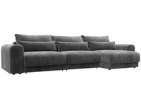 Диван угловой Лига-056 НПБ Лонг угол универсальный ВЕЛЮР TOWER 10 серый