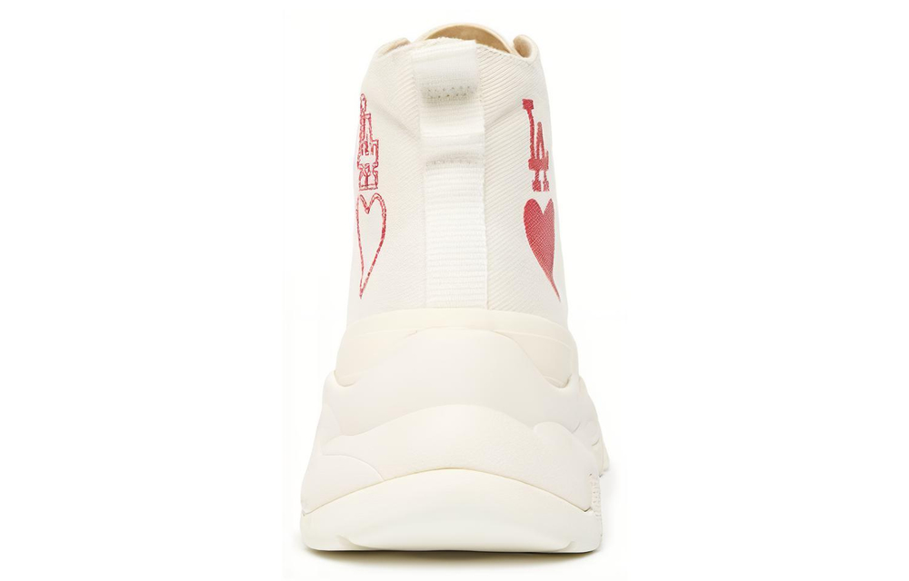 MLB Chunky High Slip Resistant, Abrasion Resistant, Breathable High top Canvas Shoes Unisex White Red