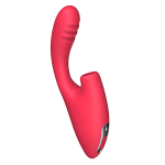 Красный двойной вибростимулятор 20,2см с вакуумом BeYourLover Cardinal TW012A