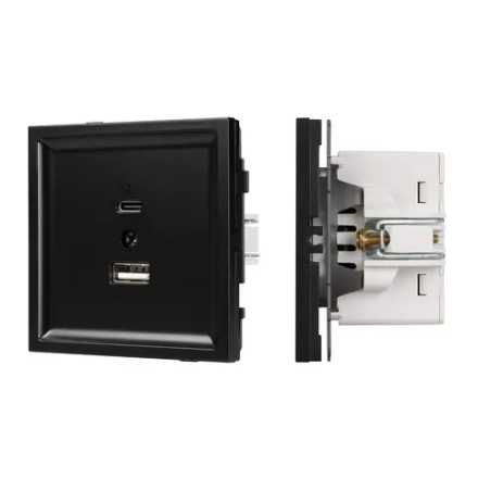 Механизм USB розетки SCT-TENDO-MUAC-PL-BK (5V, 3A, QC3) (Arlight, Черный) 054095