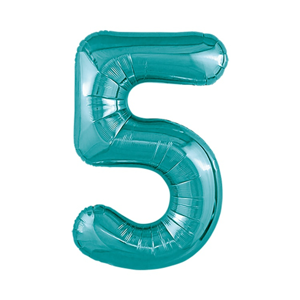 Шар фольгированный Цифра 5 101 см (Бирюзовый)